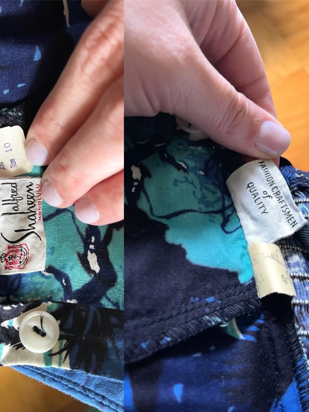 Rare Vtg 1950s Alfred Shaheen blue Hawaii island scene sweetheart wrap dress XS - Picture 15 of 16